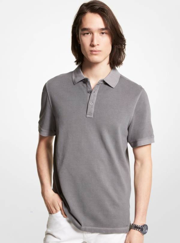 Panske Polokosele Michael Kors Cotton Piqué Obsidian - Oblecenie Michael Kors Lacne | KMFCL-4129